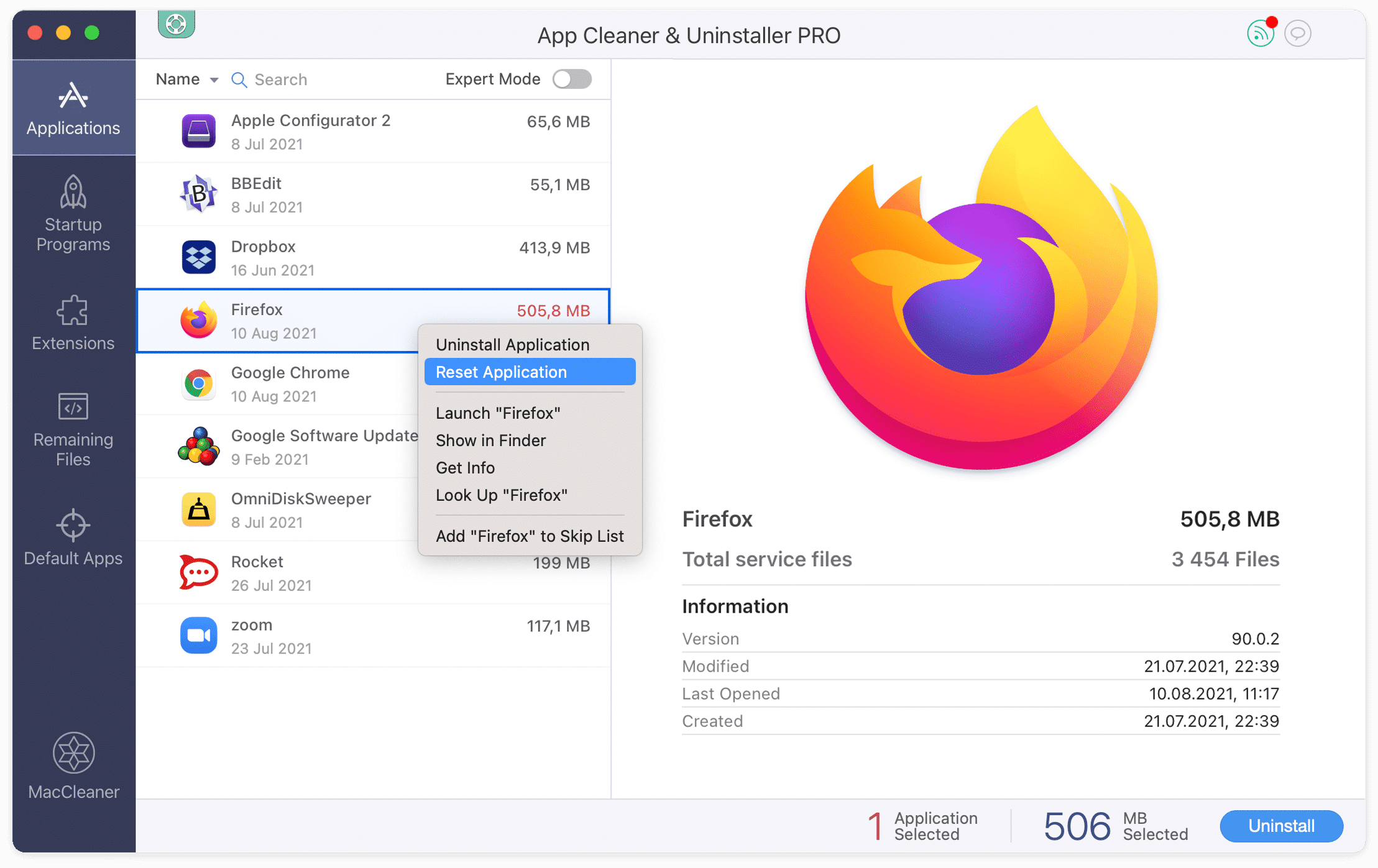 Reset Firefox with App Cleaner & Uninstaller