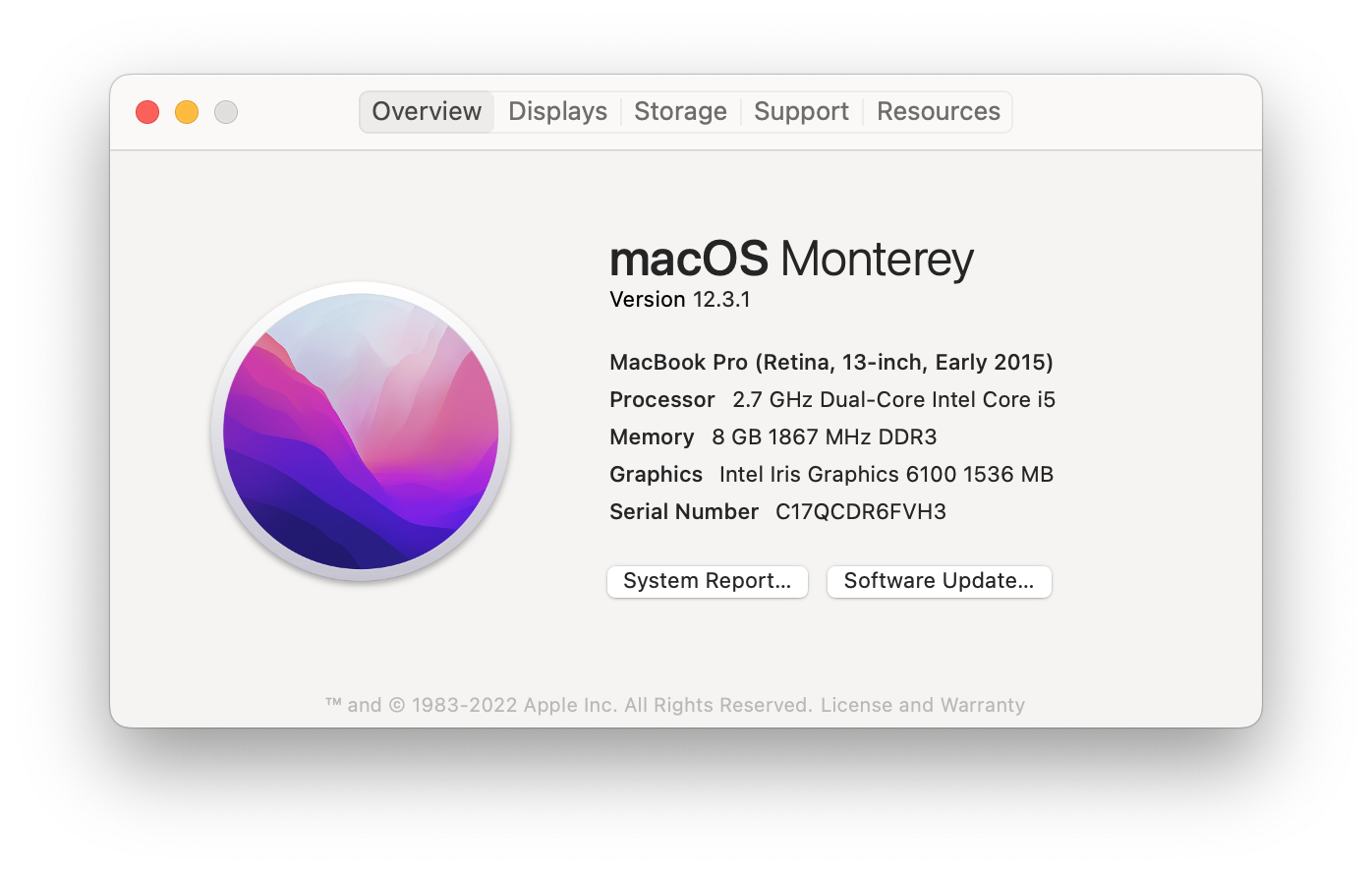 About This Mac window - Overview tab