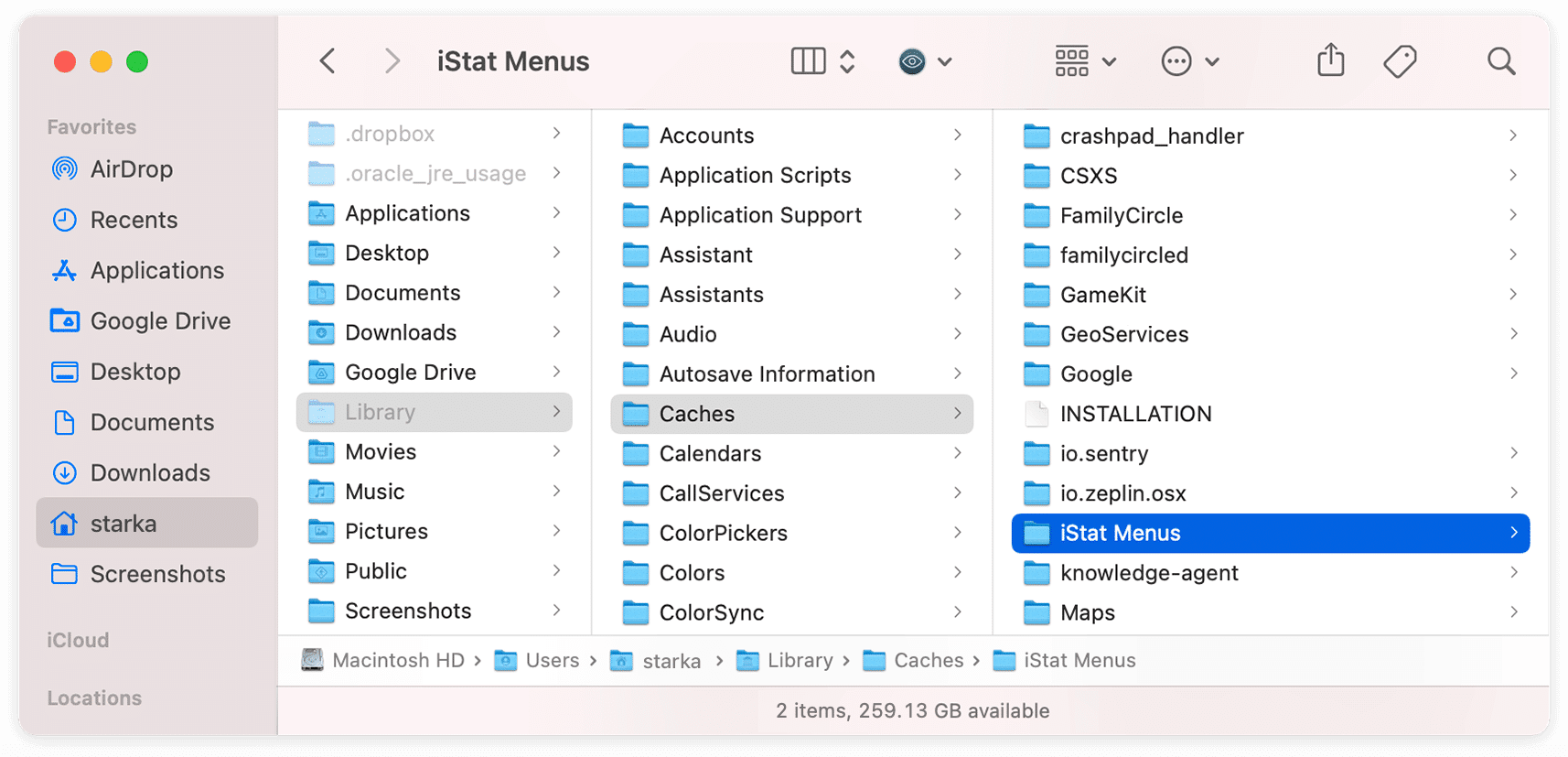 istats remove time menu