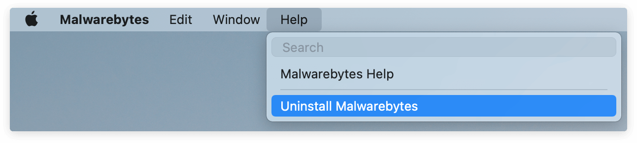 Malwarebytes help menu-uninstall