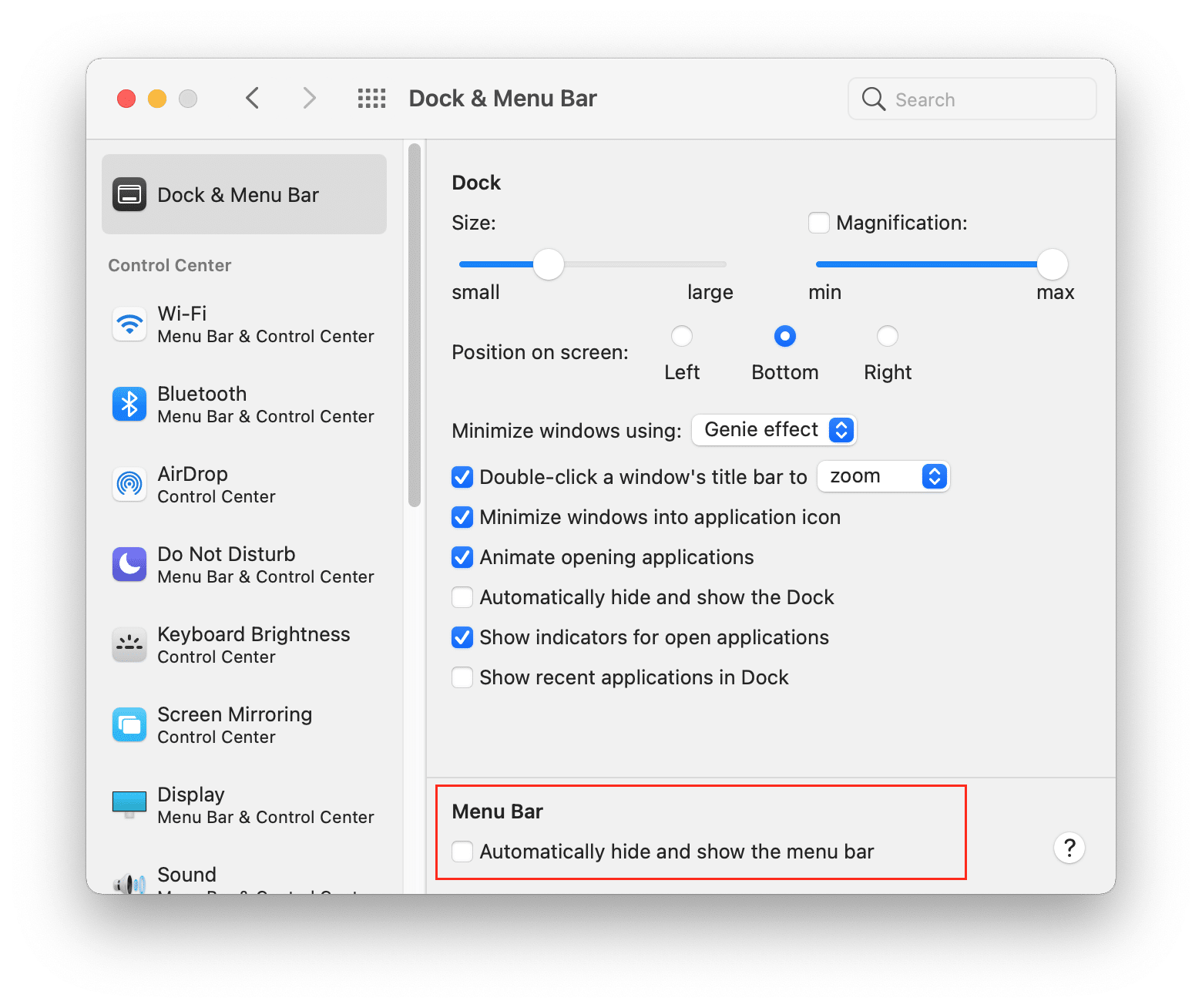 mac menu bar settings