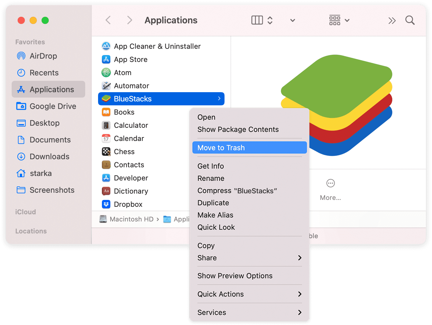 removing BlueStacks from Mac