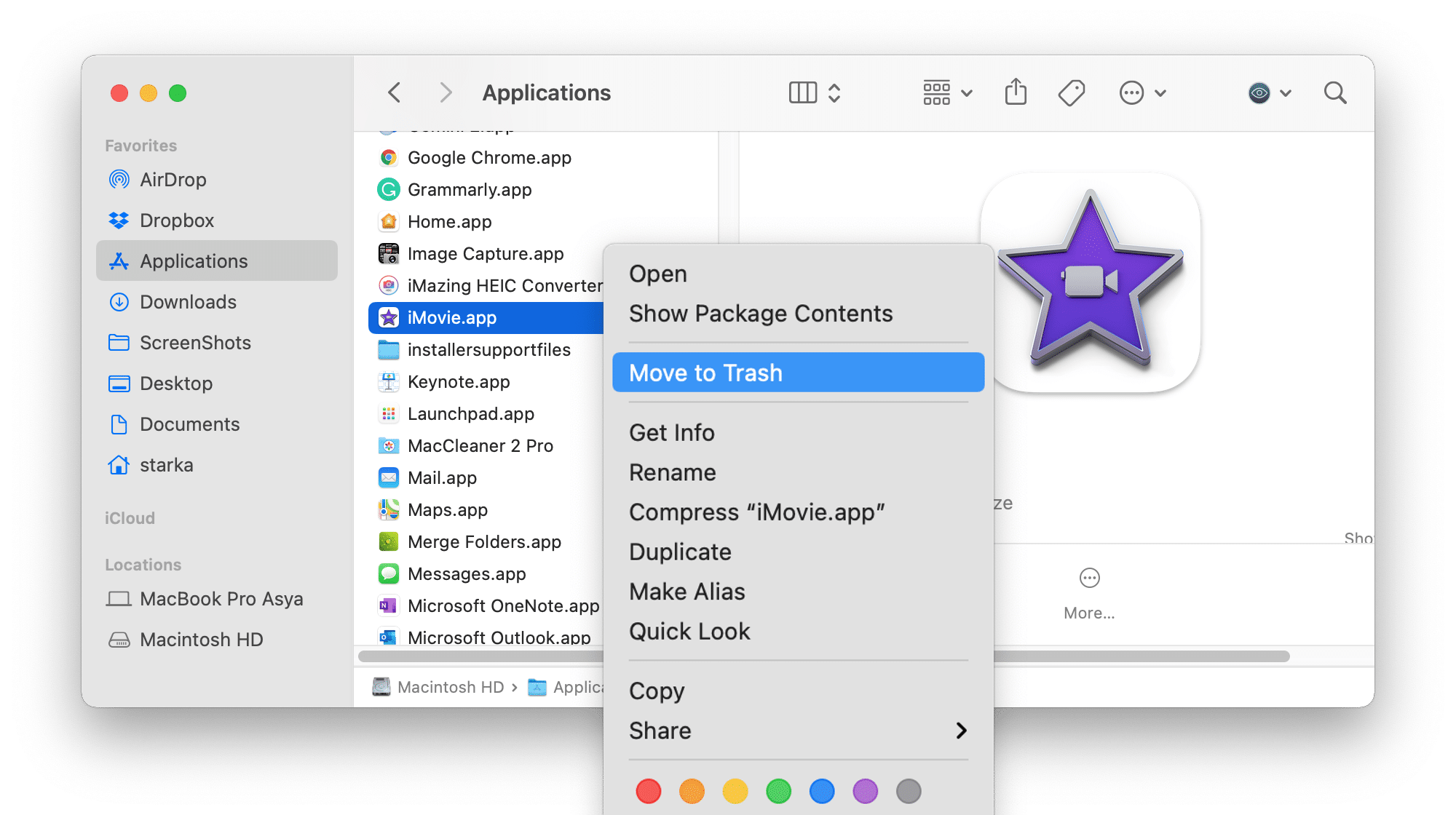 how to uninstall imovie on mac