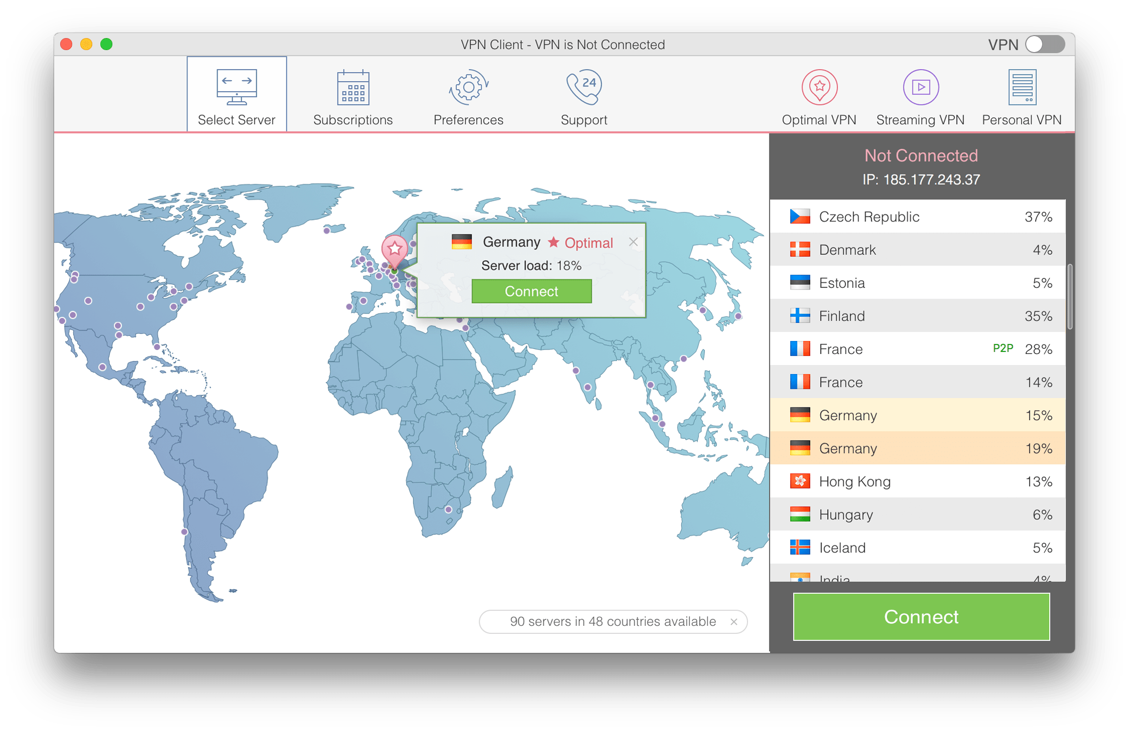 find optimal vpn server