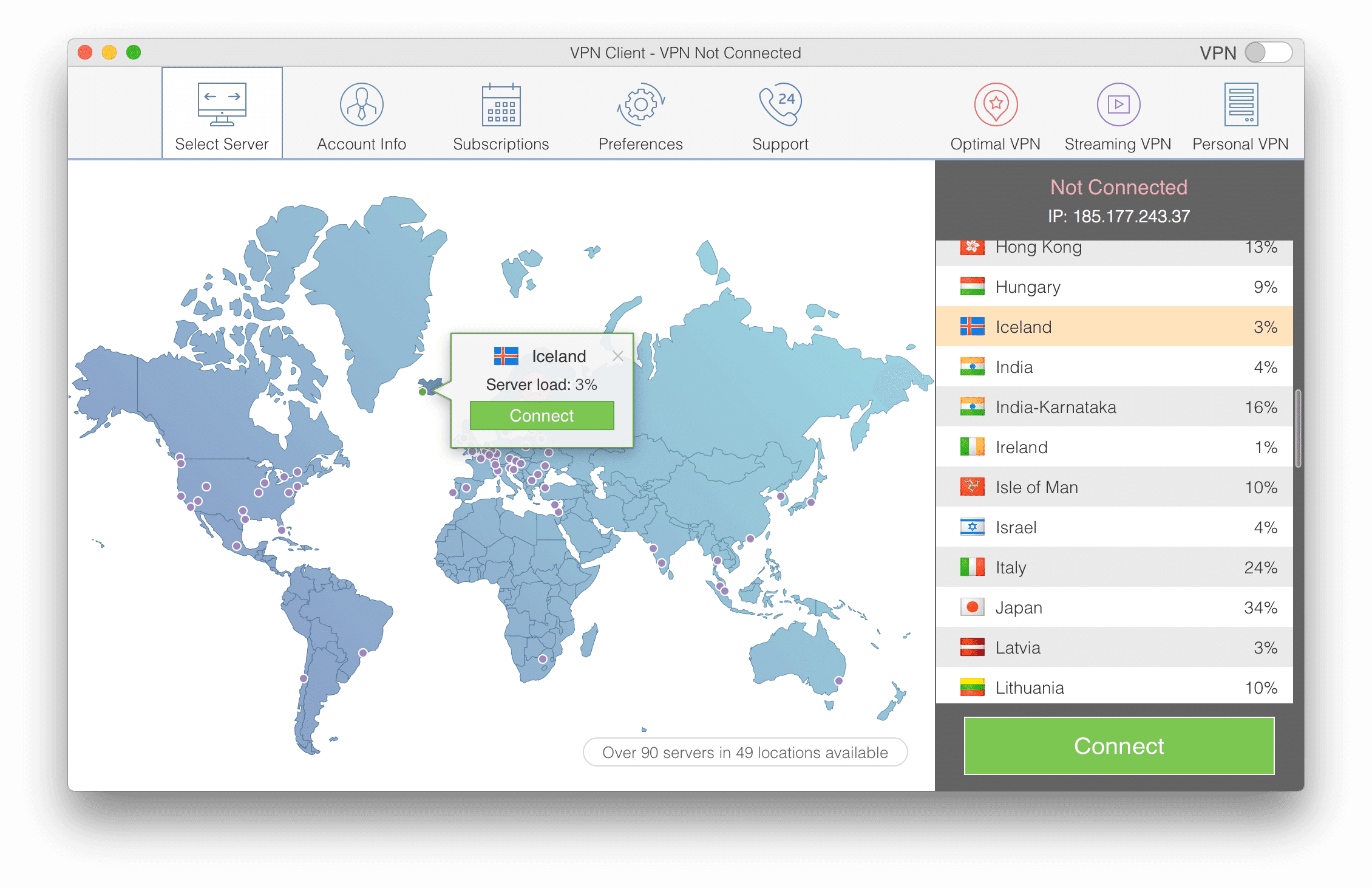 VPN client window