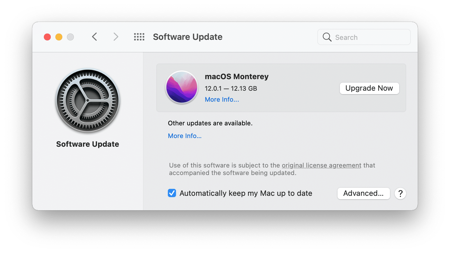 macOS software updates window
