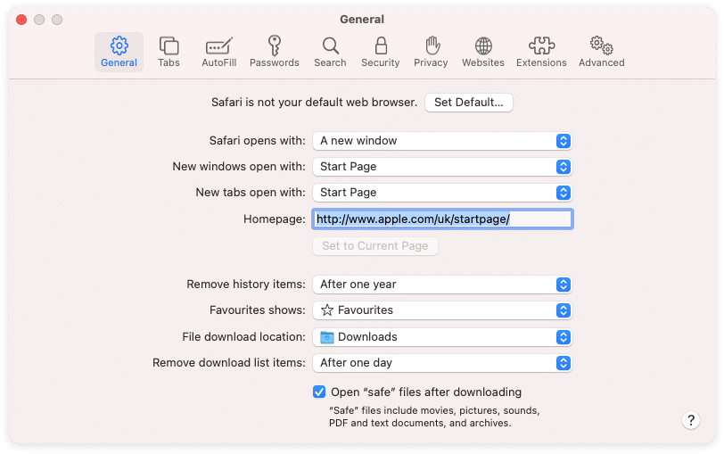 Application settings window showing general tab