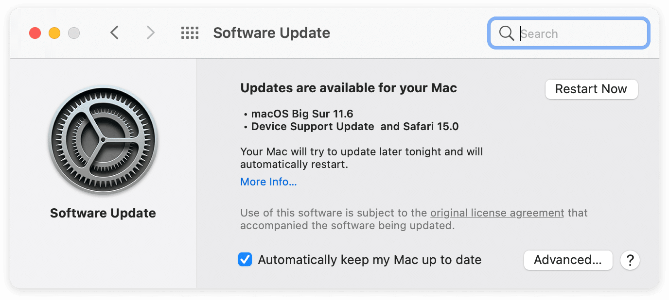 software update window