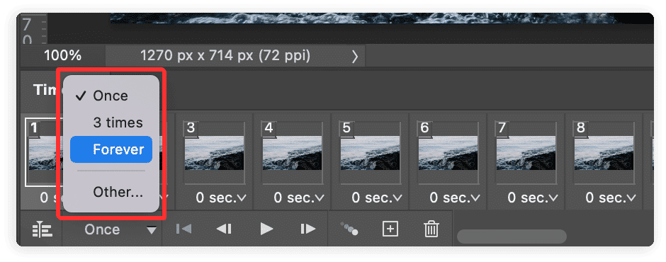 Repeat Menu options highlighted in Photoshop