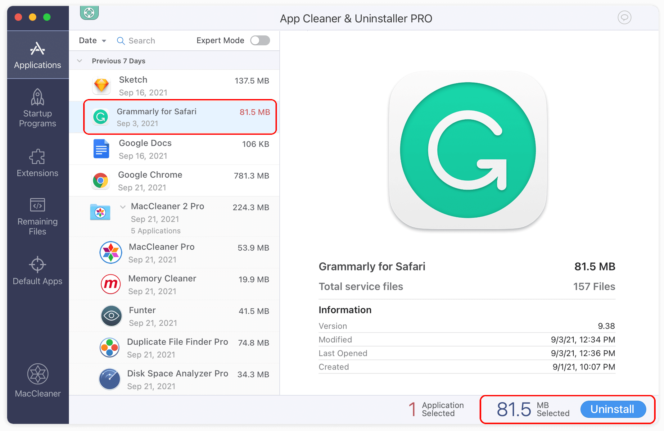 removing Grammarly for Safari with App Cleaner & Uninstaller