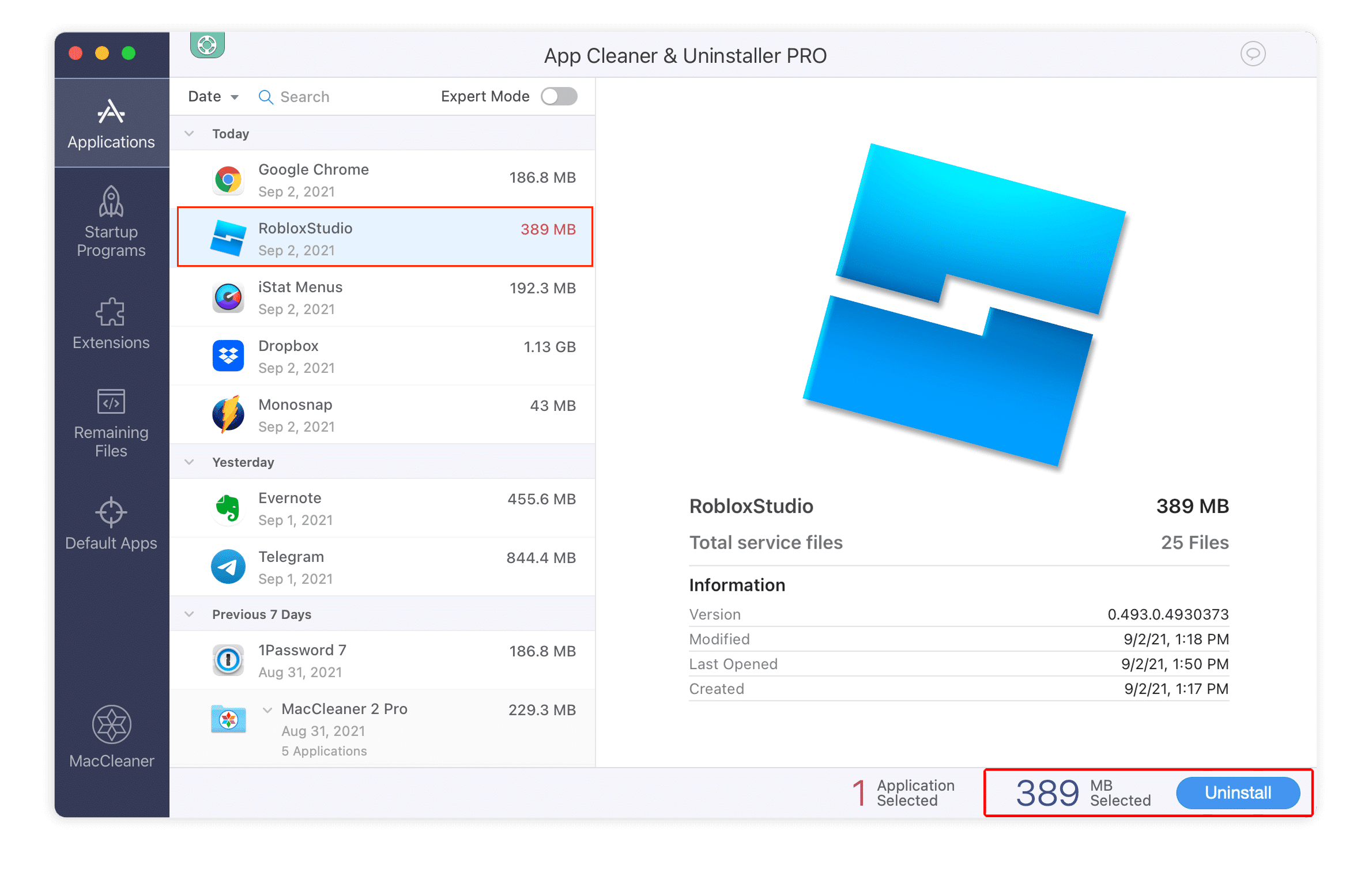removing Roblox with App Cleaner & uninstaller