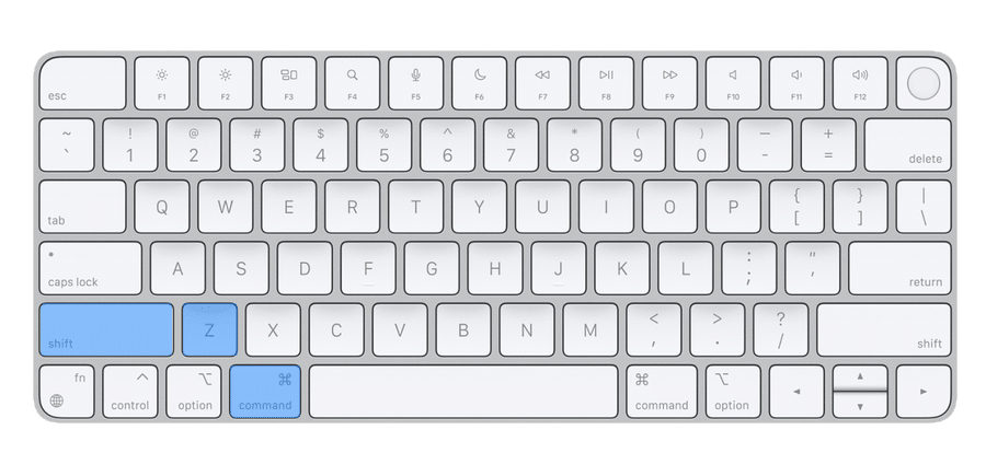 mac keyboard showing the redo shortcut
