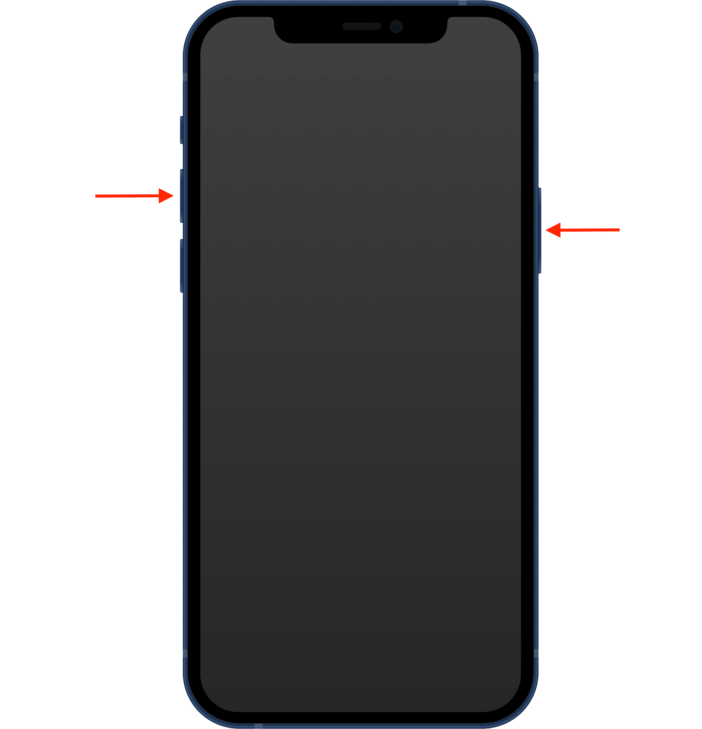 iPhone with face ID showing the buttons to take a screenshot