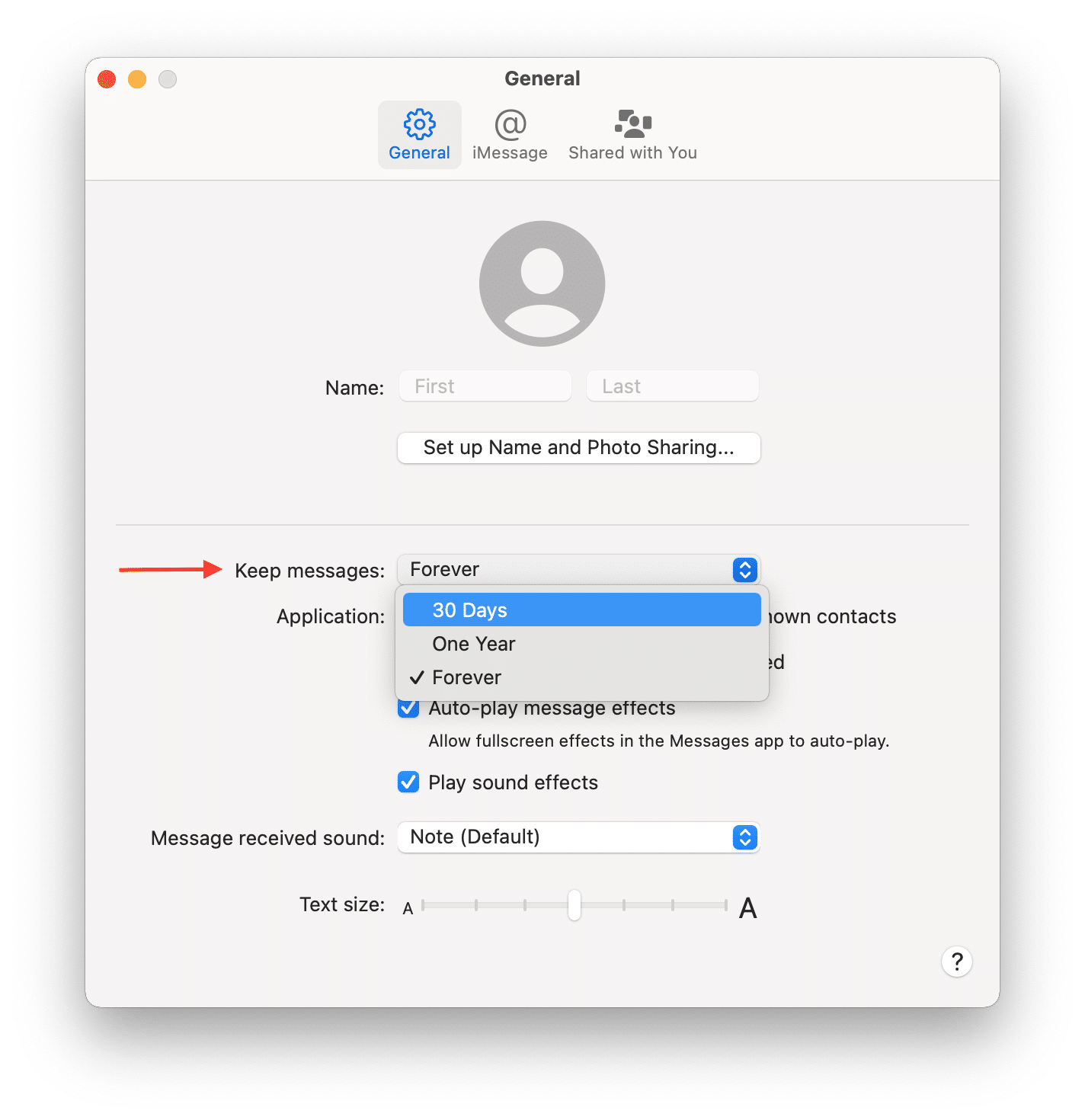 messages preferences showing how to set up auto removal of messages