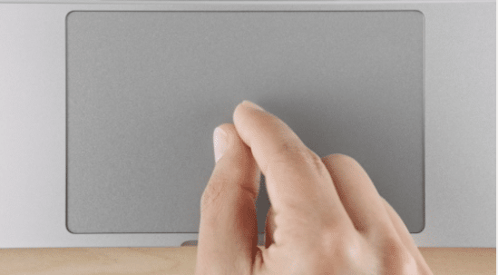 a gesture to zoom out on a trackpad