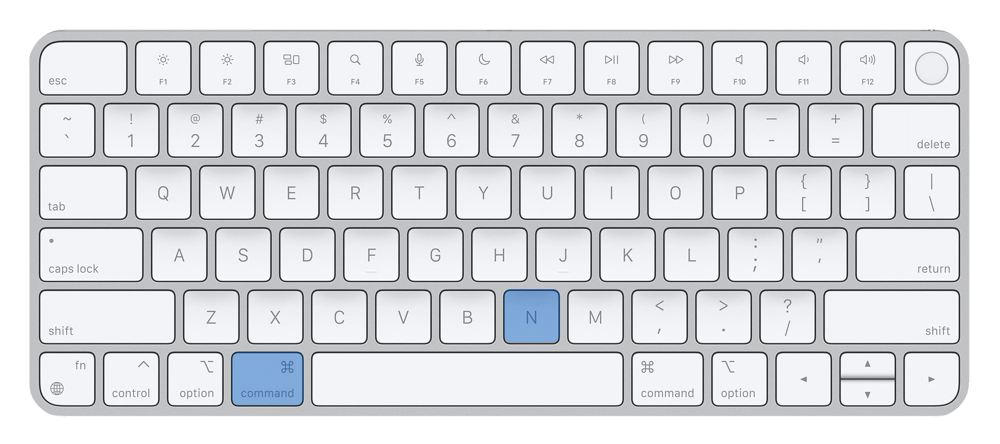 Apple keyboard showing shortcut to open Finder