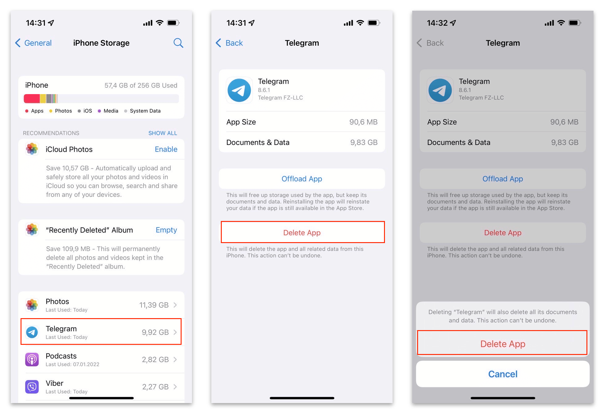 iPhone settings showing how to remove apps
