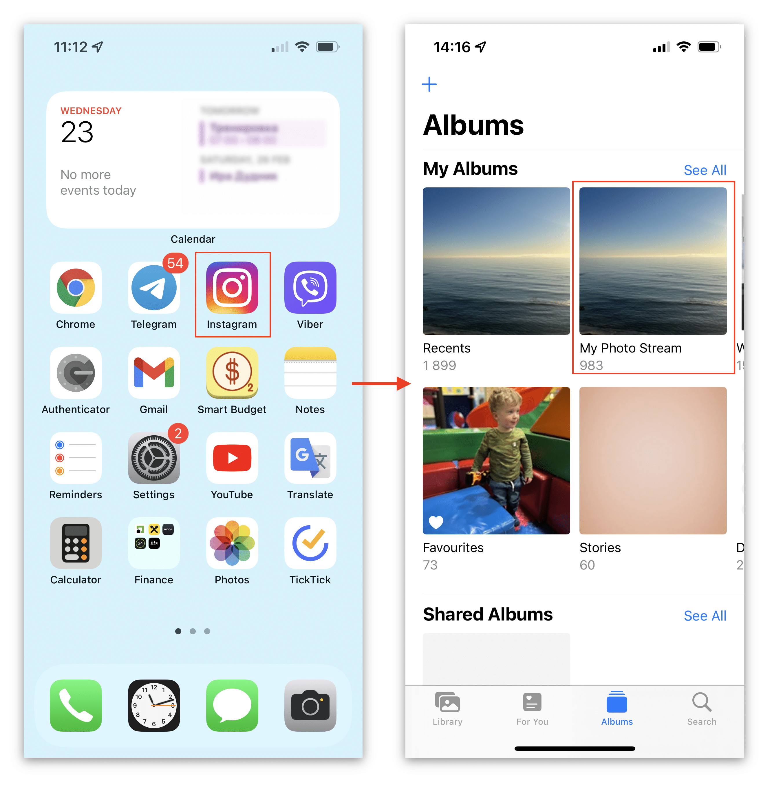 iphone screen showing My Photo Stream album