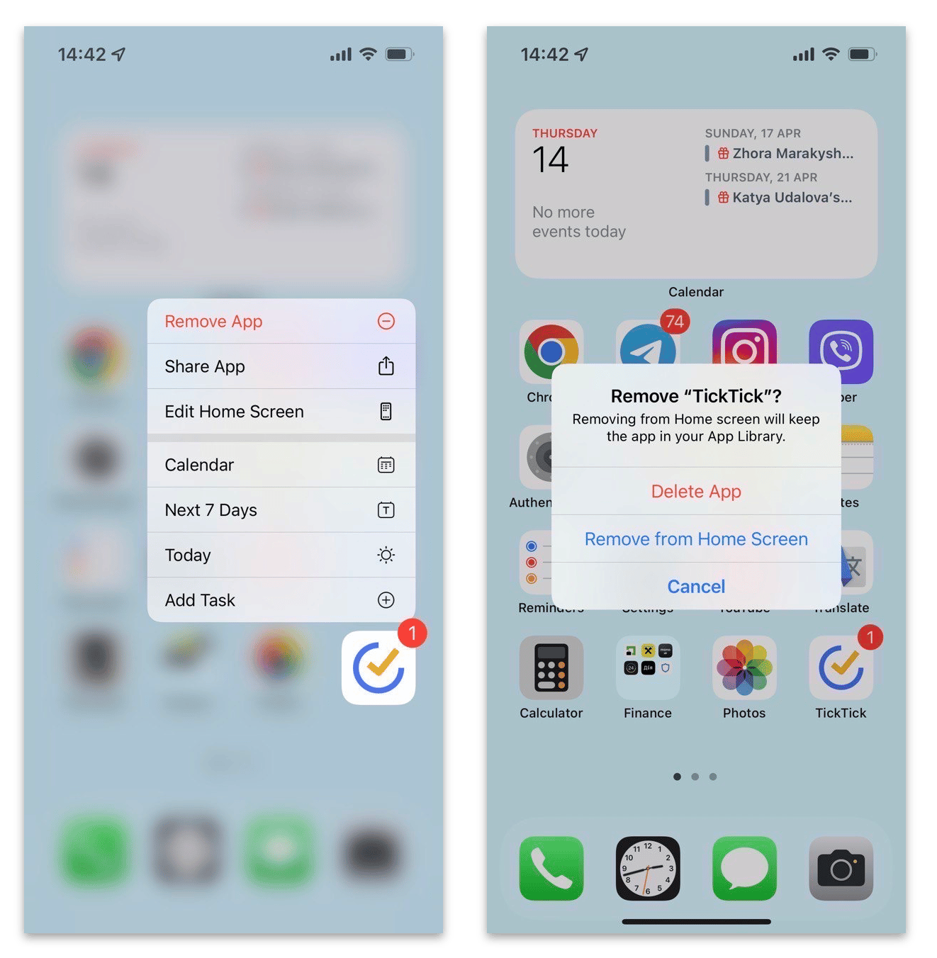 iPhone screen showing how to delete apps