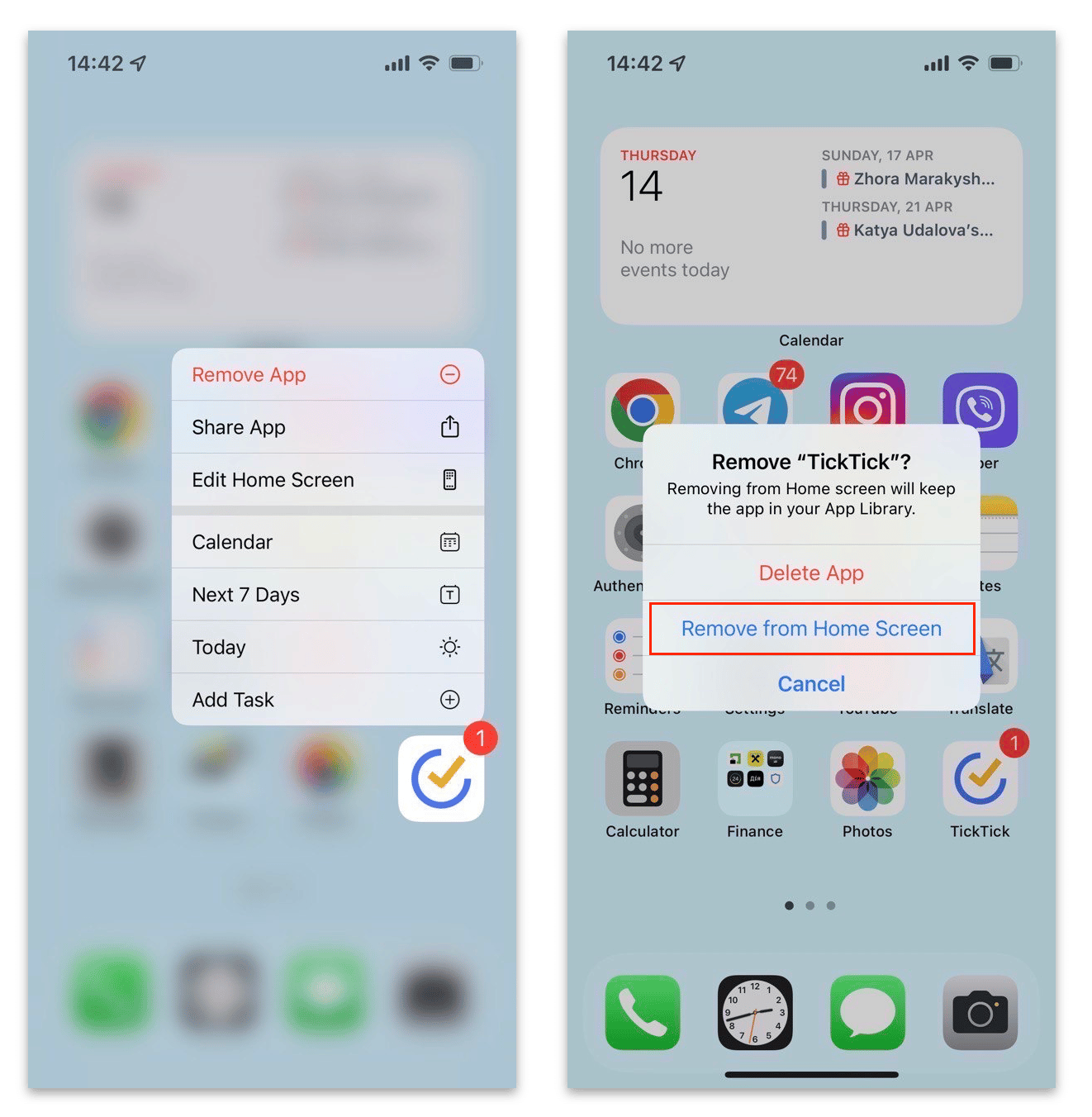 removing an app from iPhone home Screen