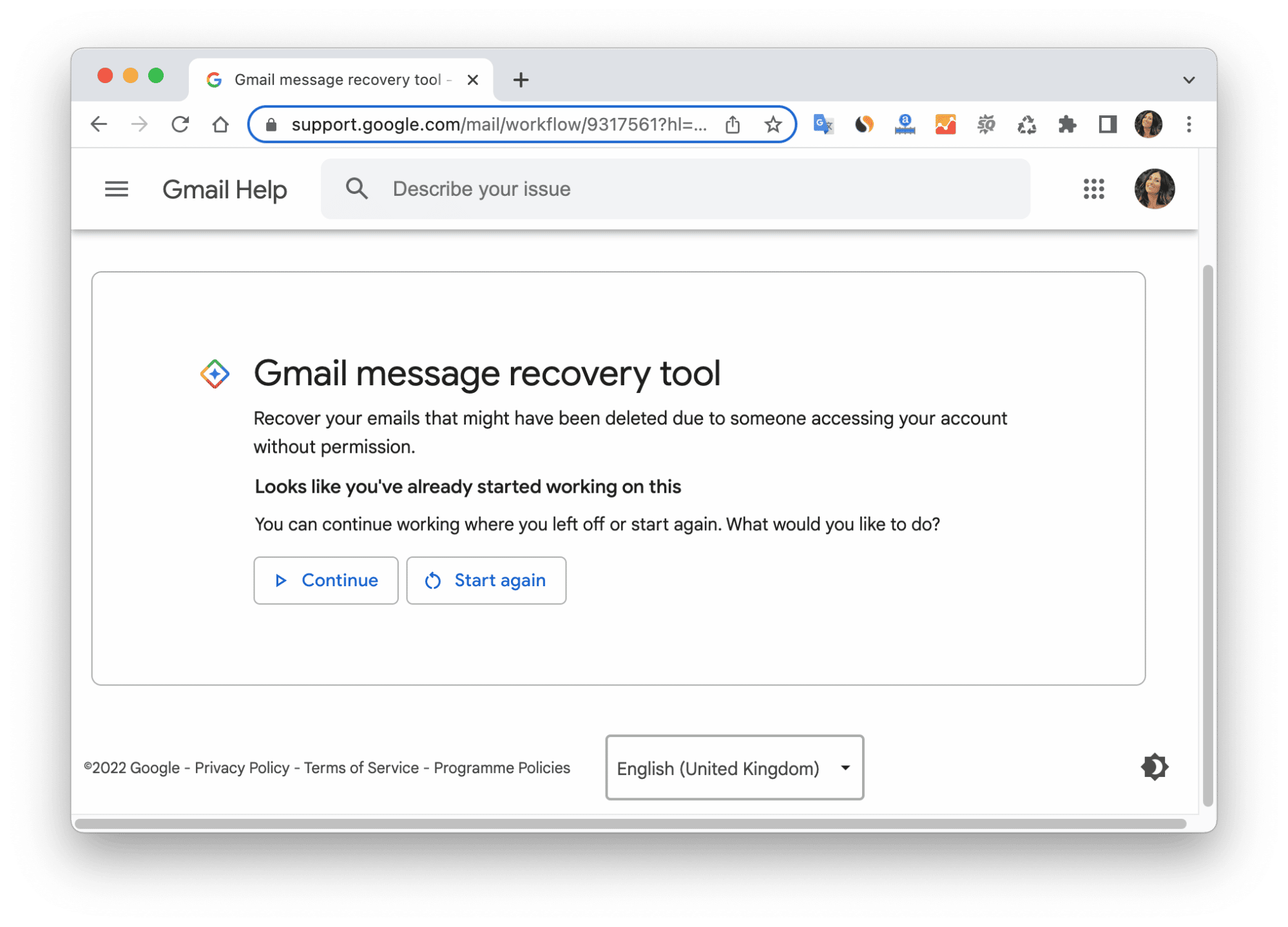 gmail spam delete recovery