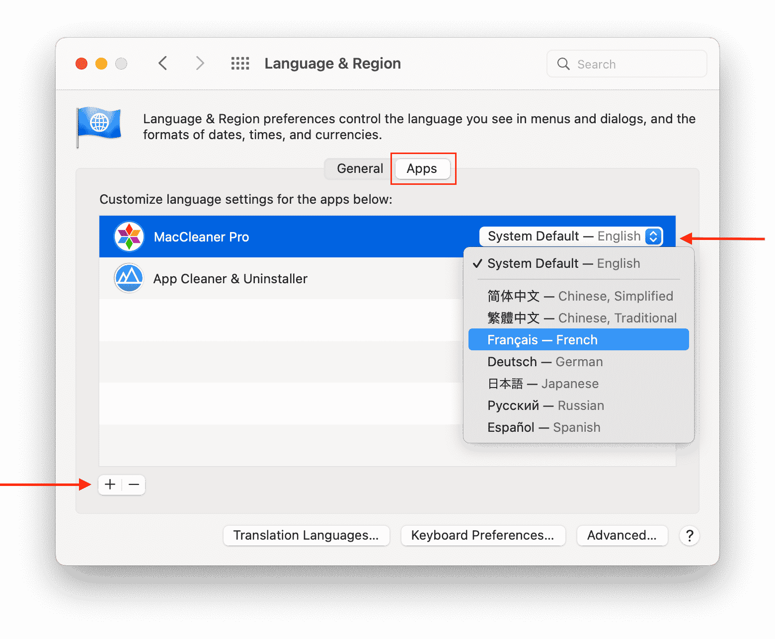 changing a language for Mac applications