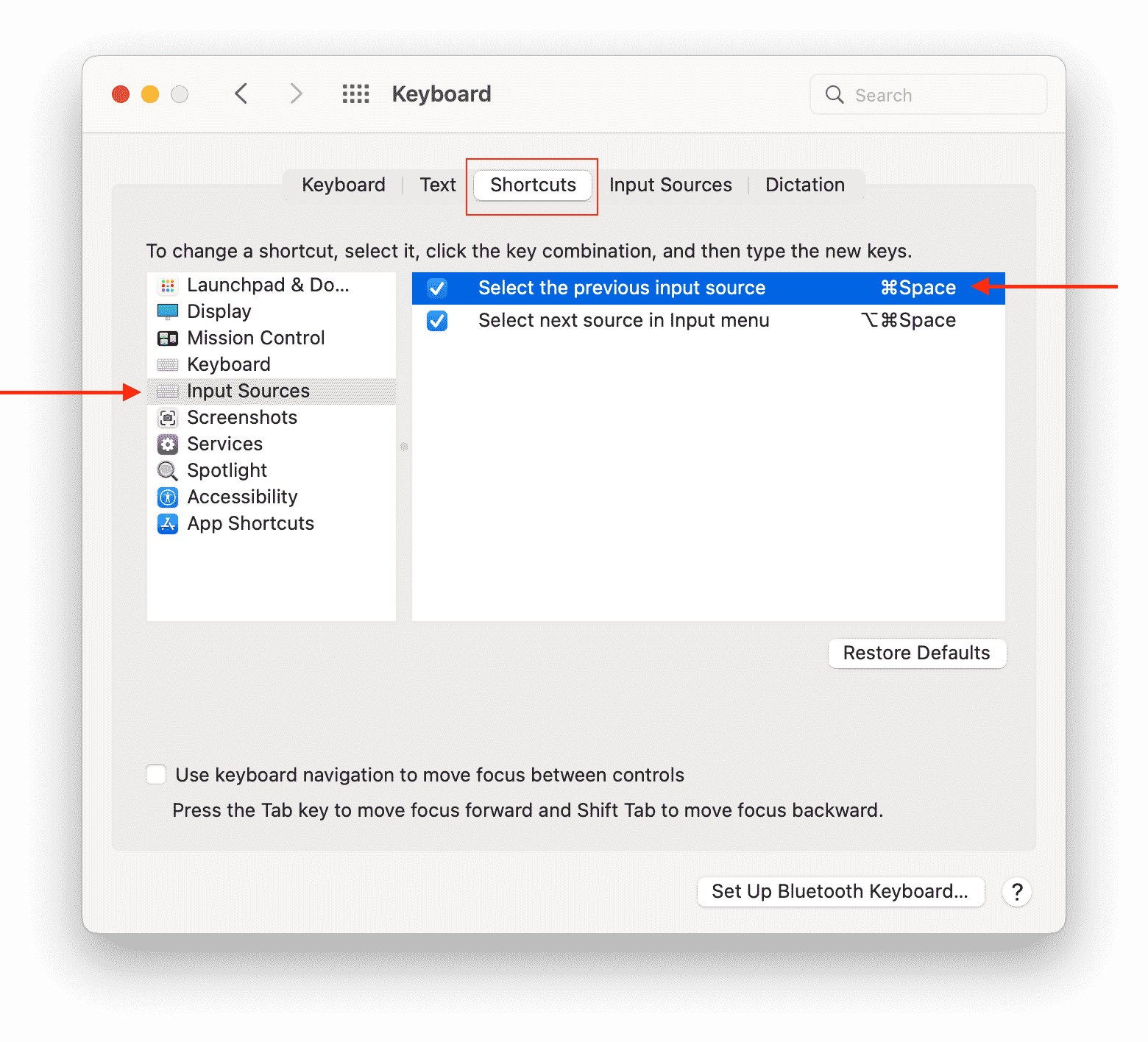 changing the shortcut to change keyboard language