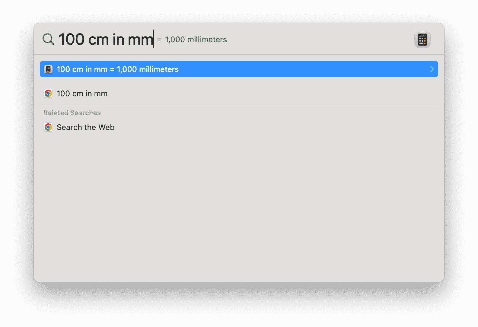 converting units with Spotlight