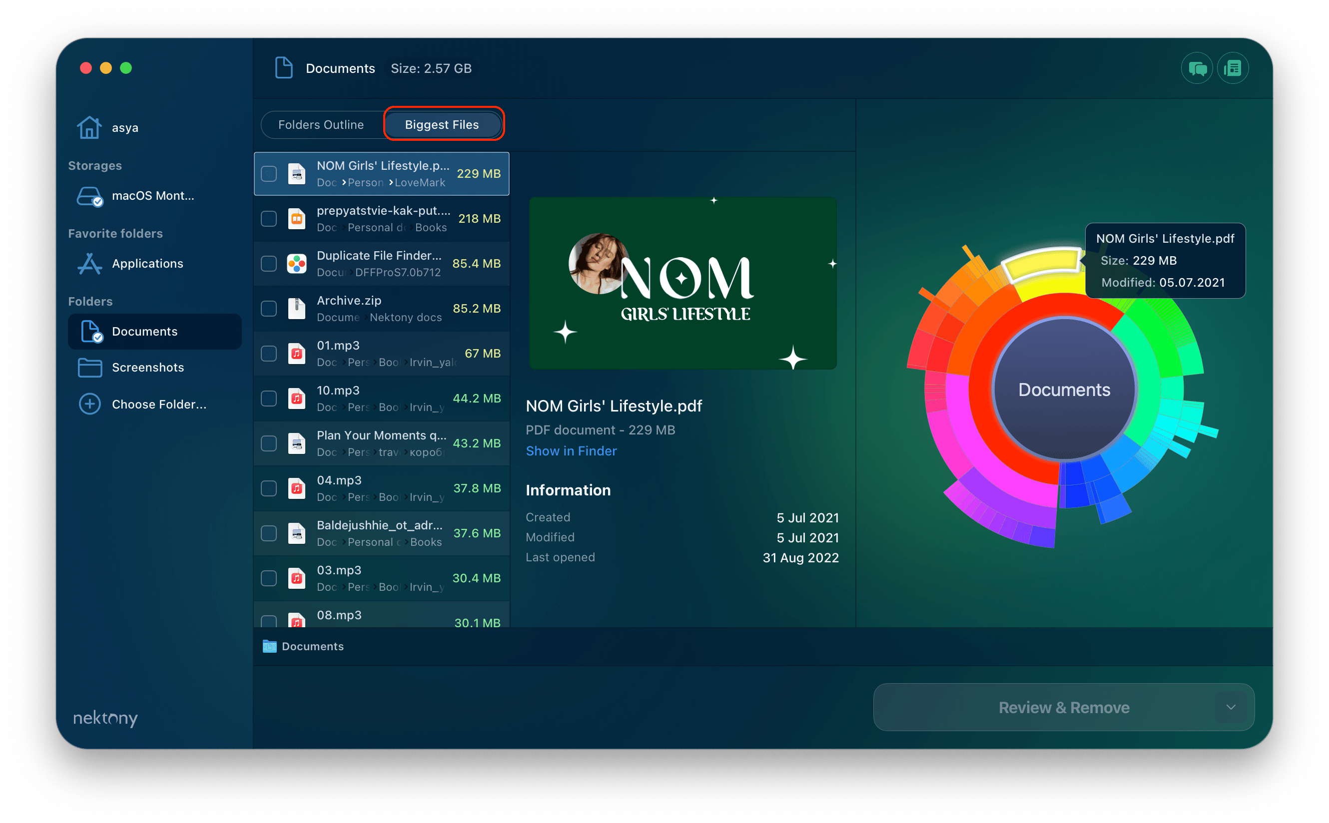 a diagram showing what is taking space on Mac