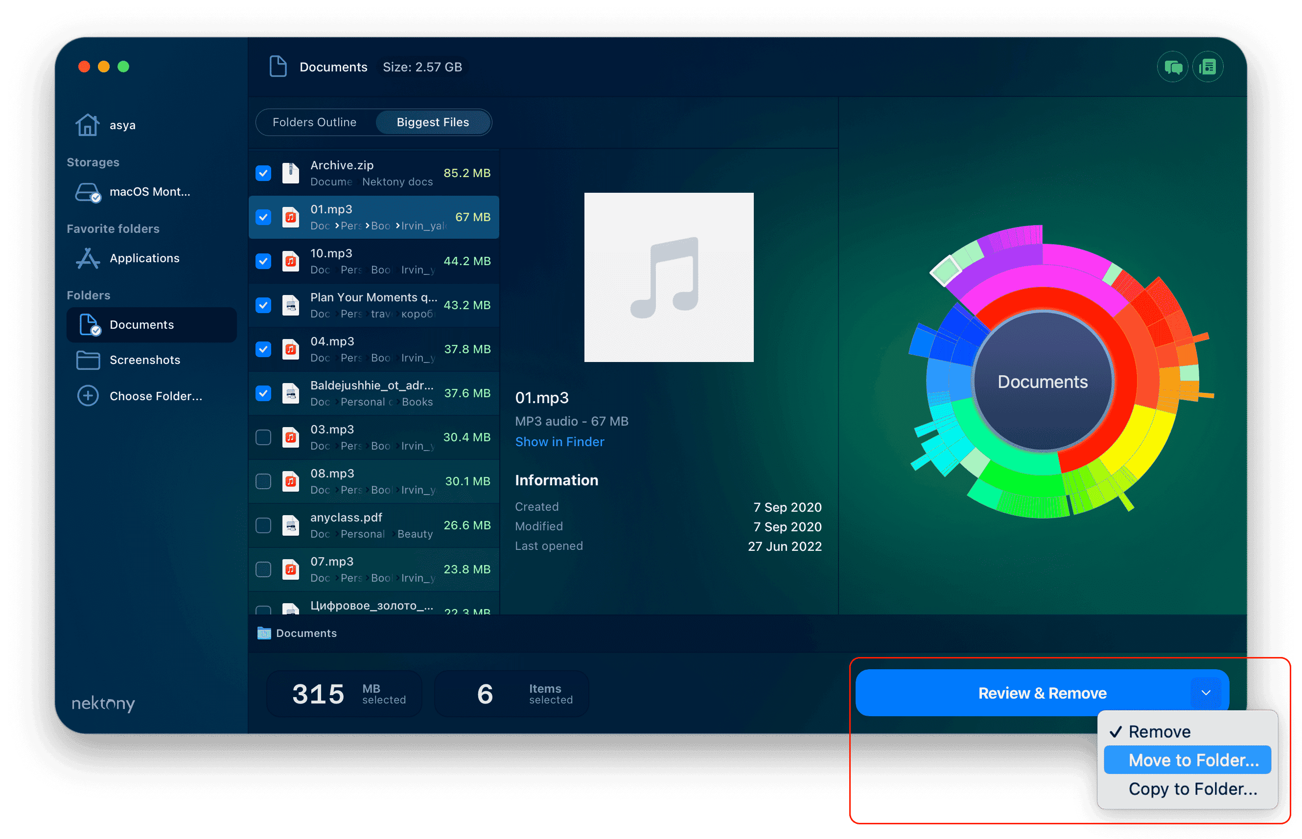 removing the largest files with Disk Space Analyzer