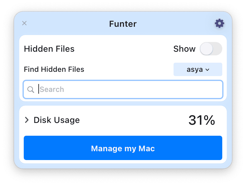 Funter app window
