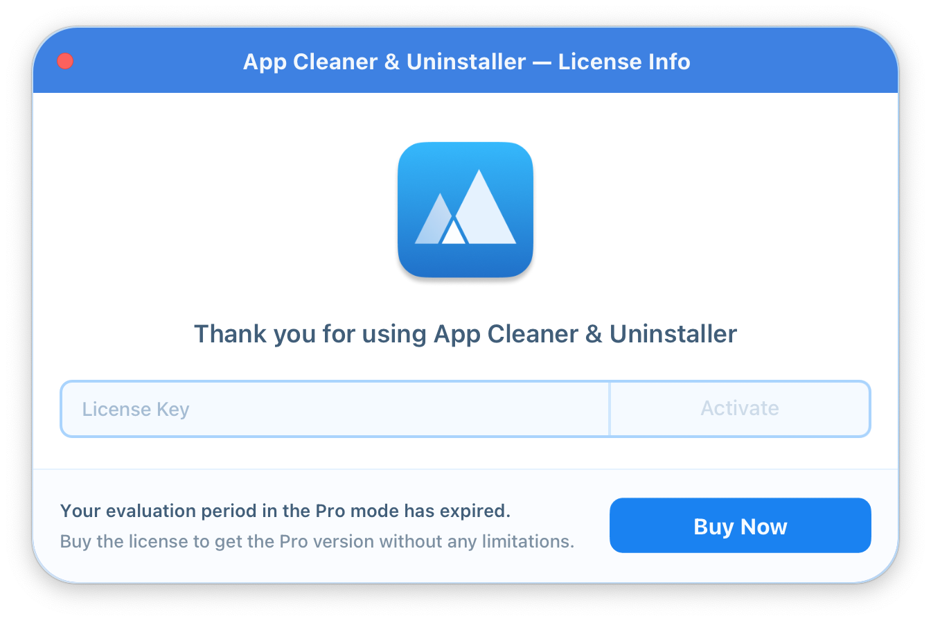 license key field in App Cleaner Uninstaller