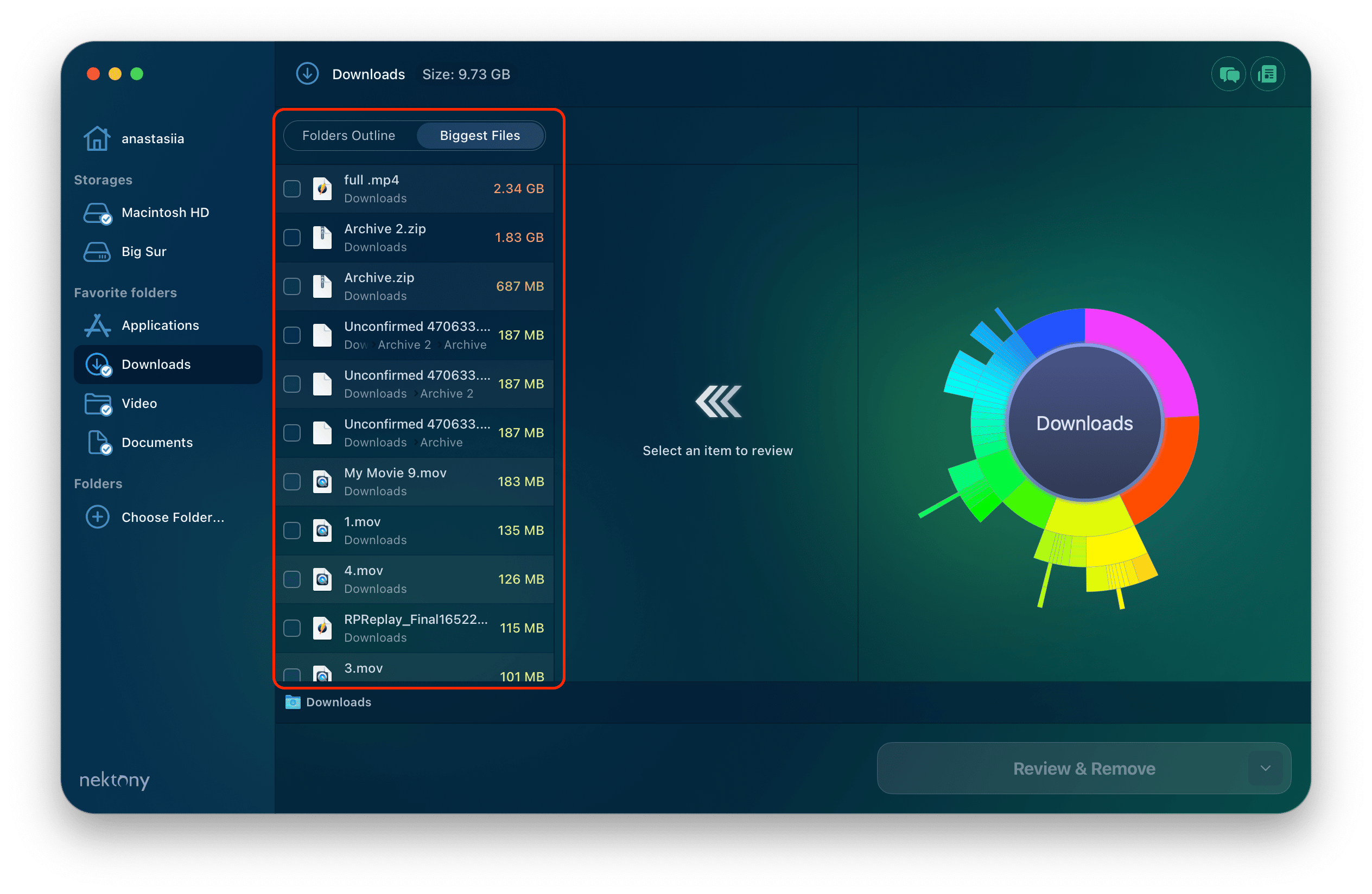 big files in Disk Space Analyzer