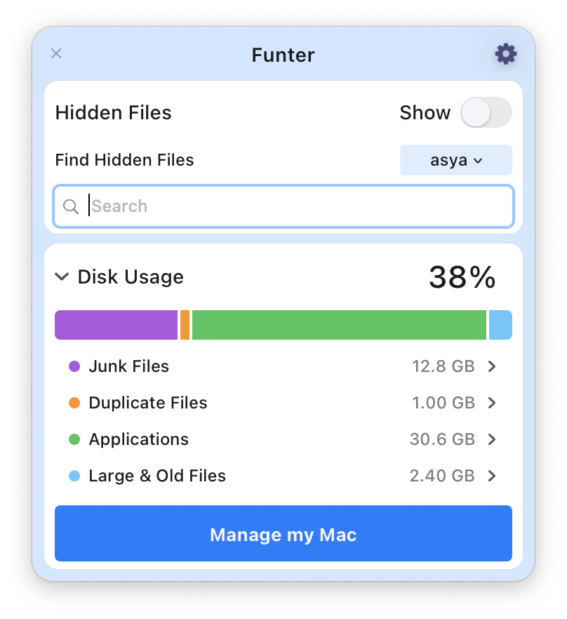 Funter app window