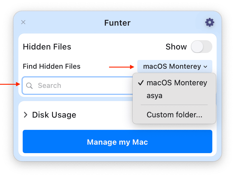 funter search for hidden files