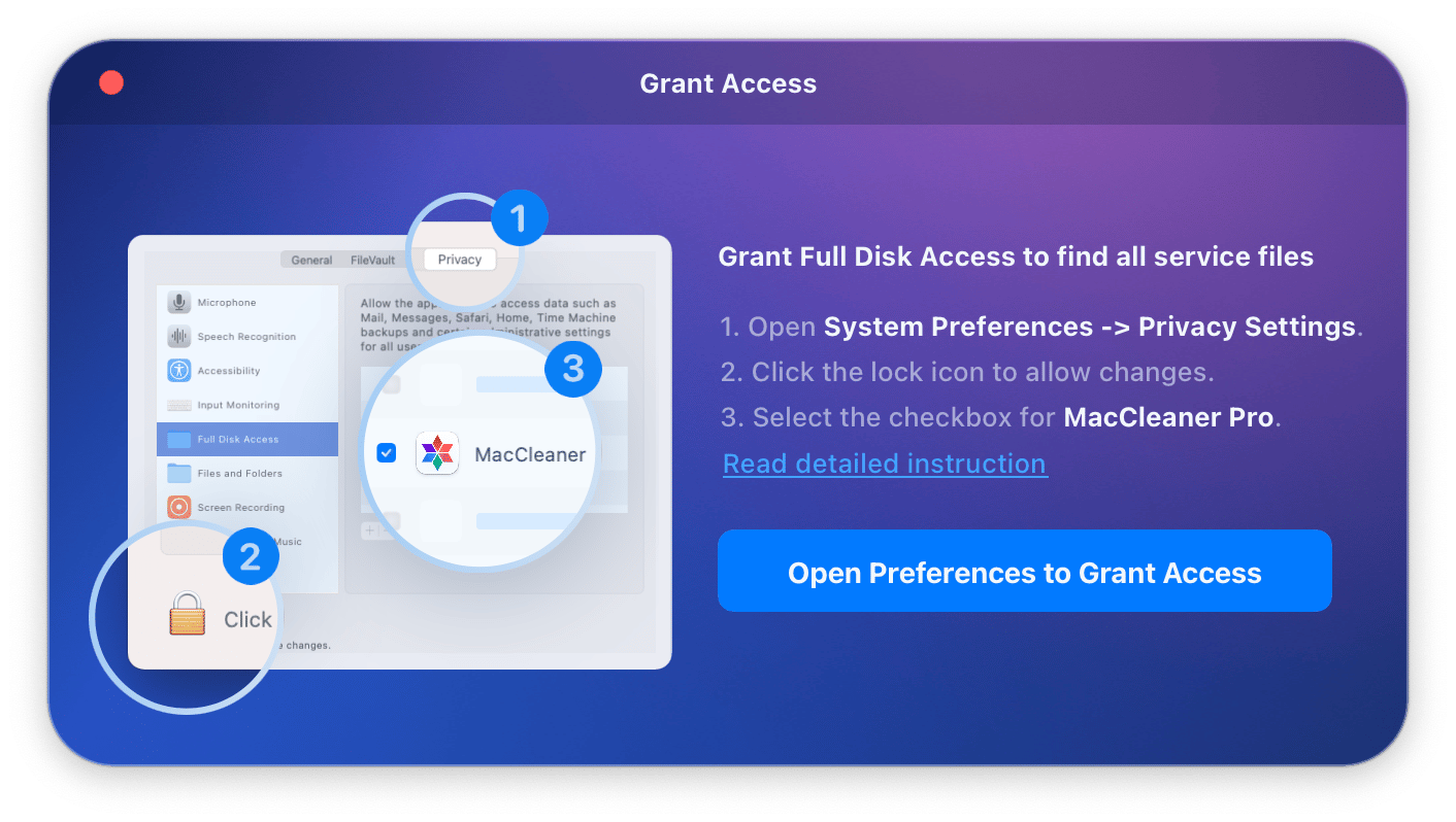  Grant Full Disk Access notification window