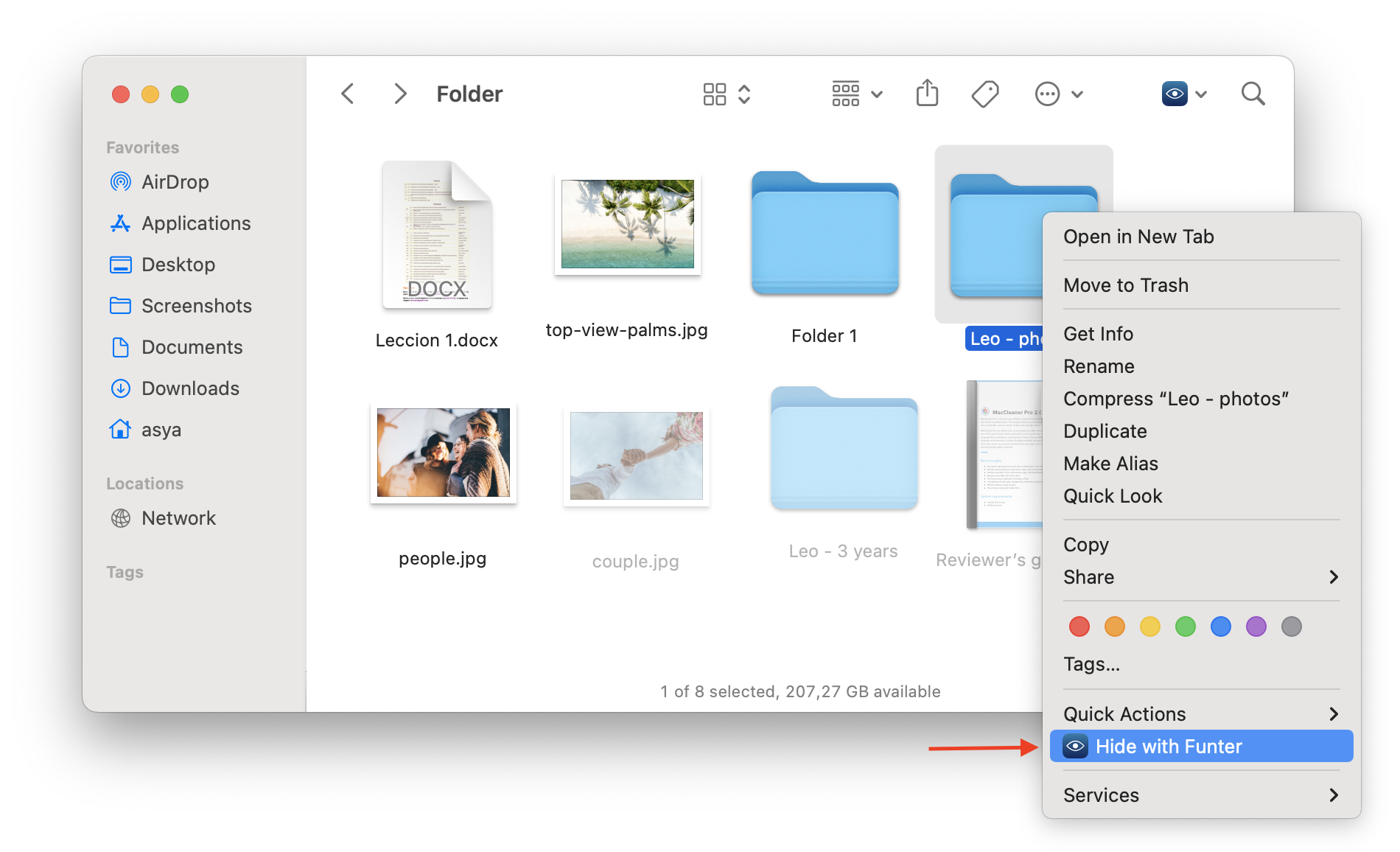 how to hide a folder in mac