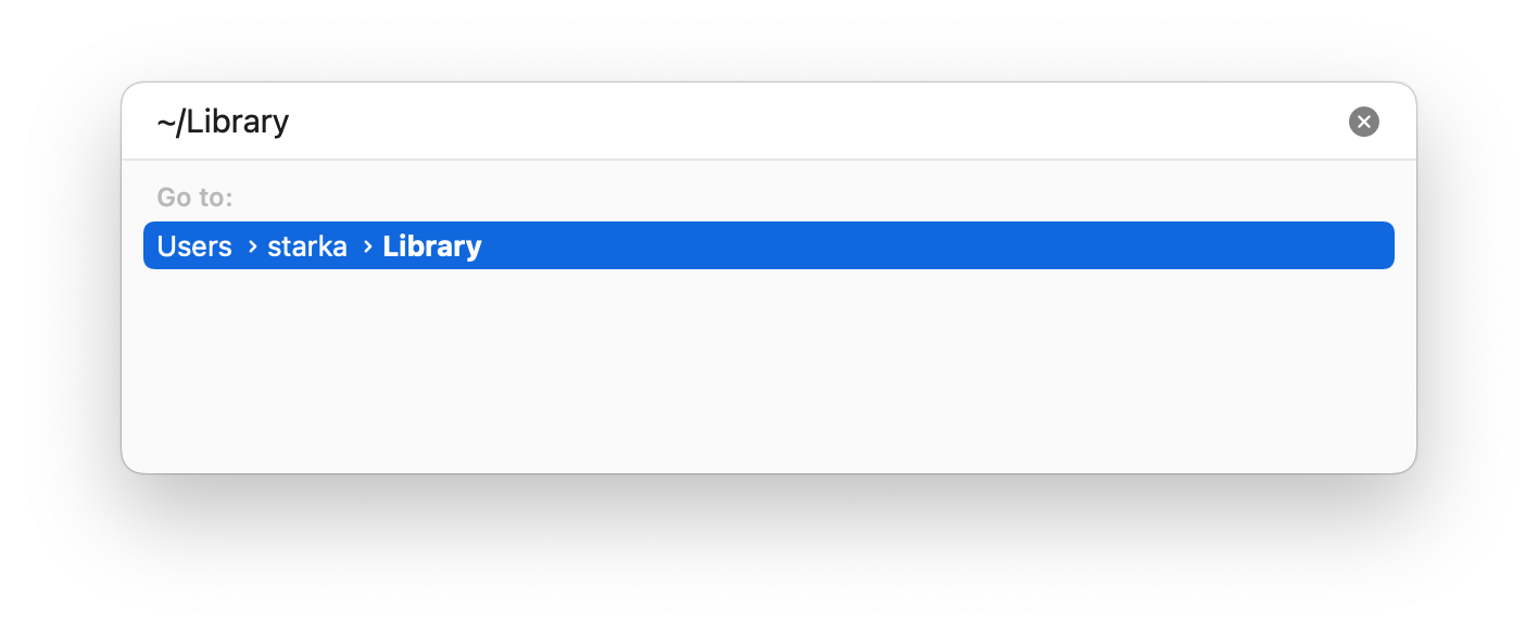 Searching for Library folder using Search field in Finder