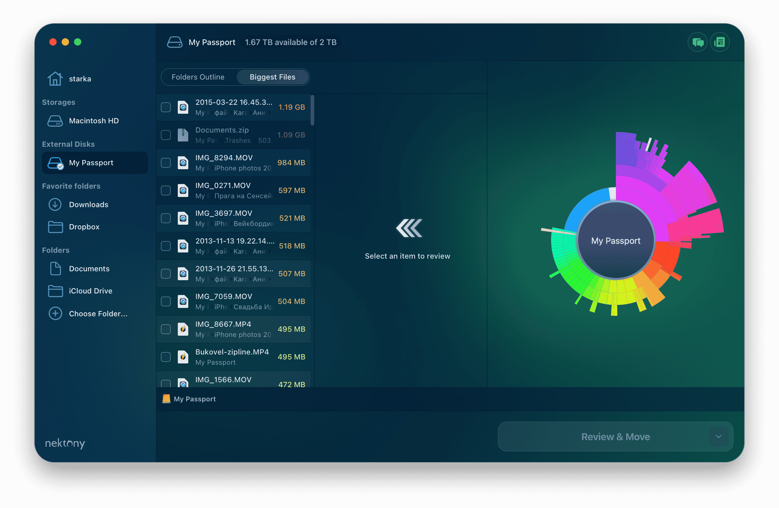 The app window showing Mac disk usage