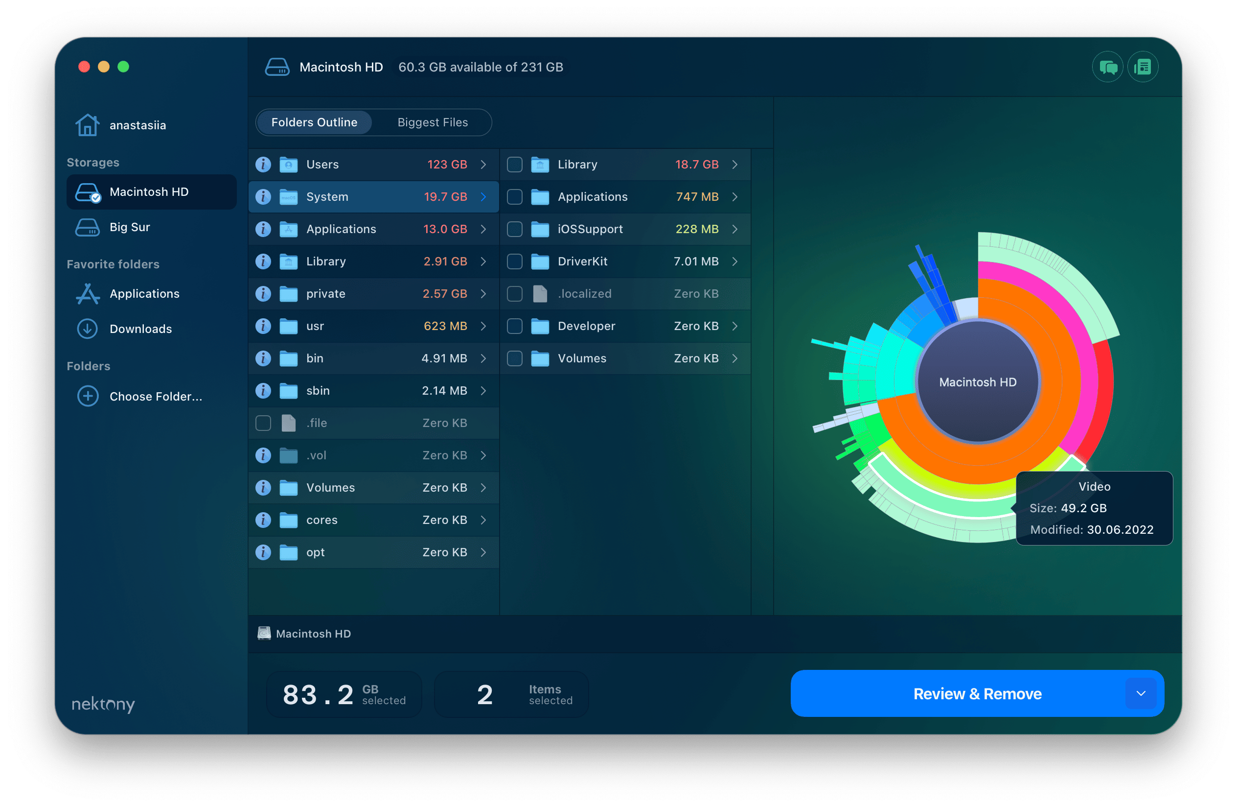 Disk Space Analyzer window