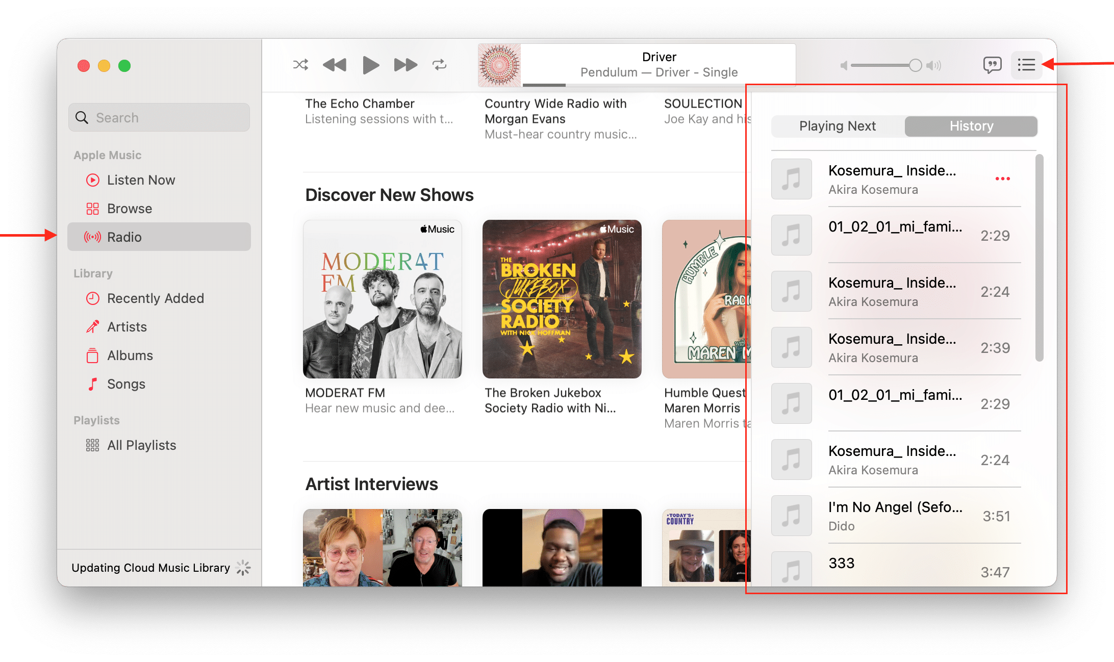 apple music history on a mac
