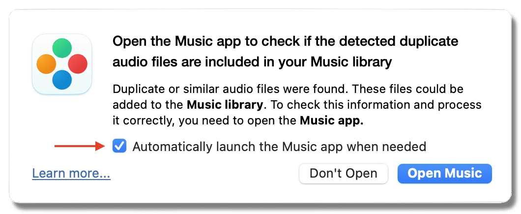 popup window asking to open Music