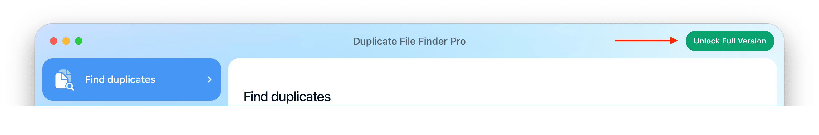 duplicate file finder showing the Unlock Full Version button