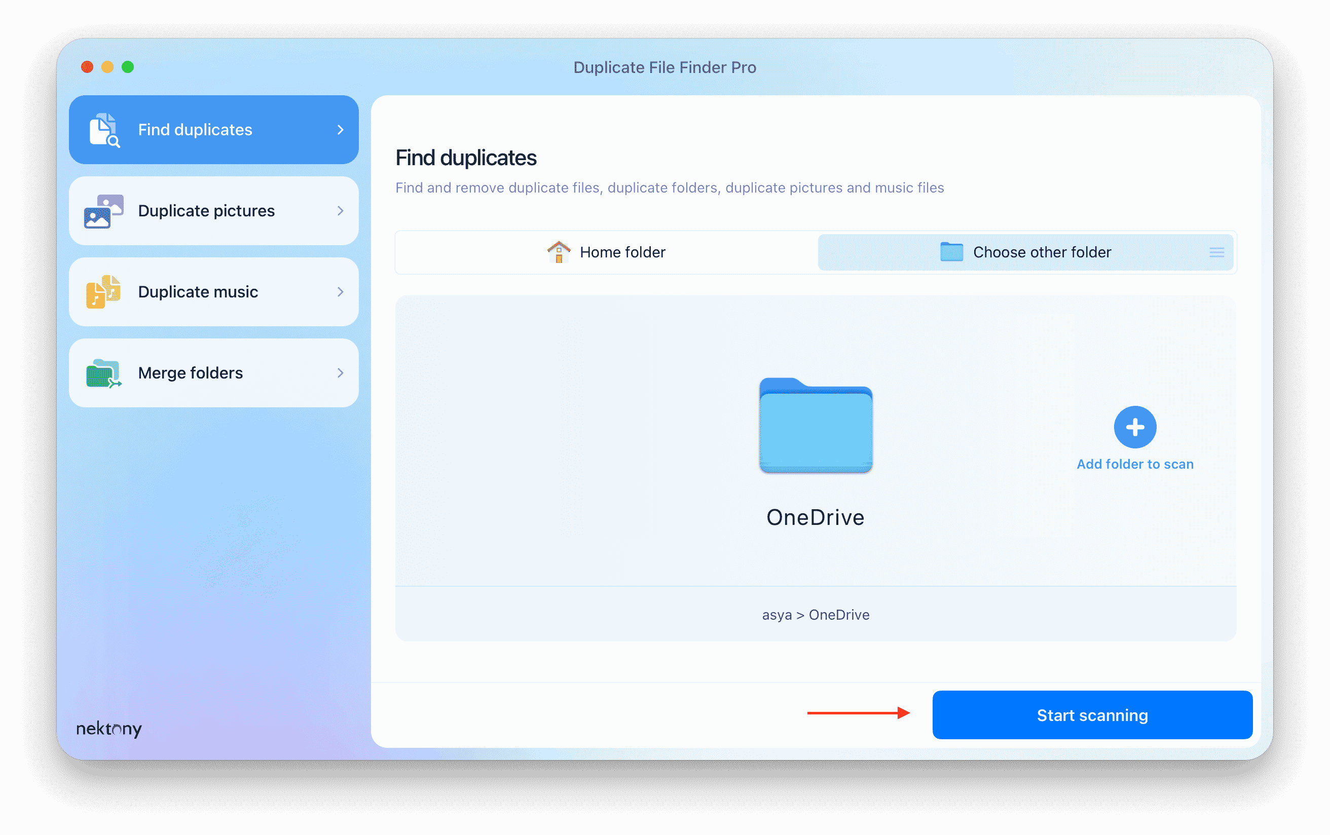 scanning OneDrive storage folder