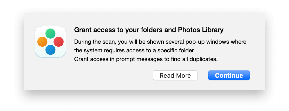 Popup message asking to grant access Photos on Mac