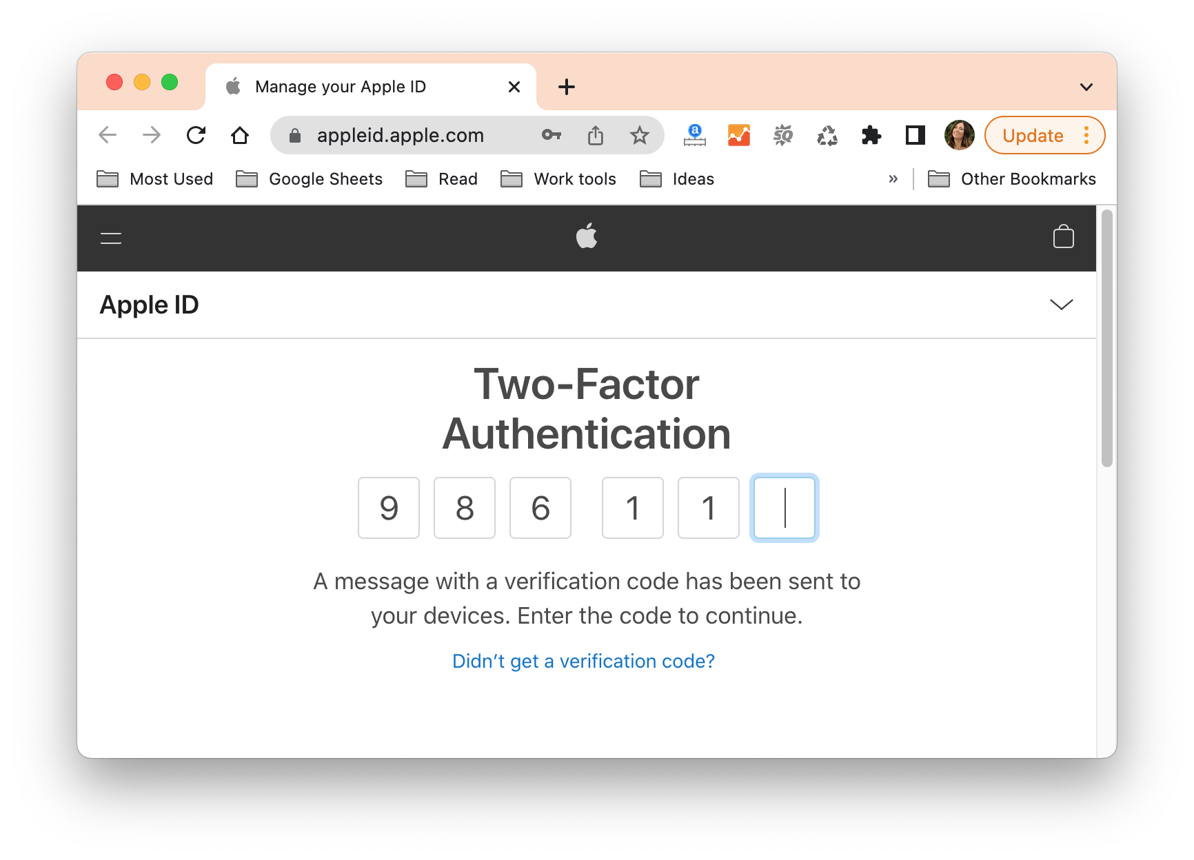 two-factor authentification page