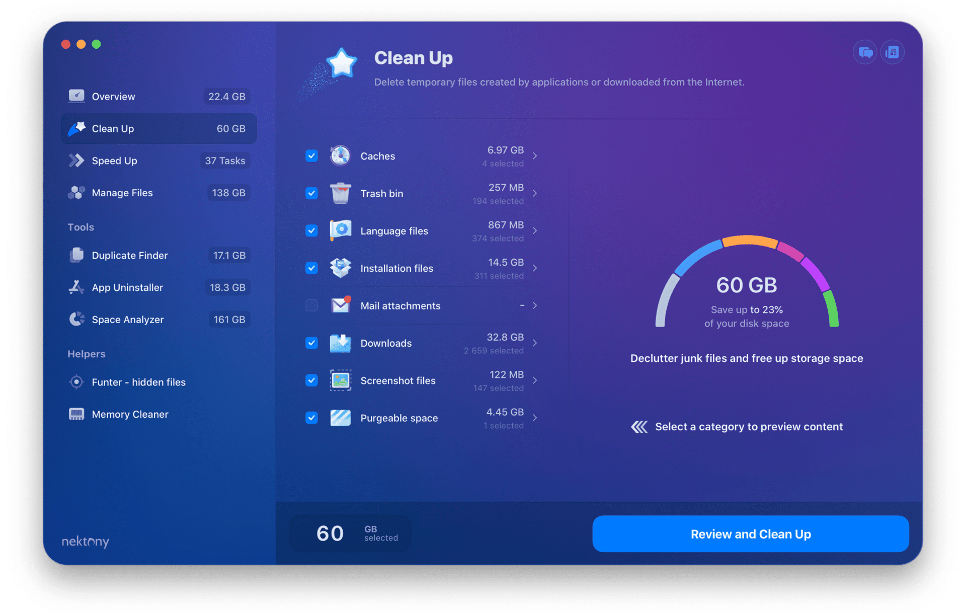 MacCleaner Pro showing temp files