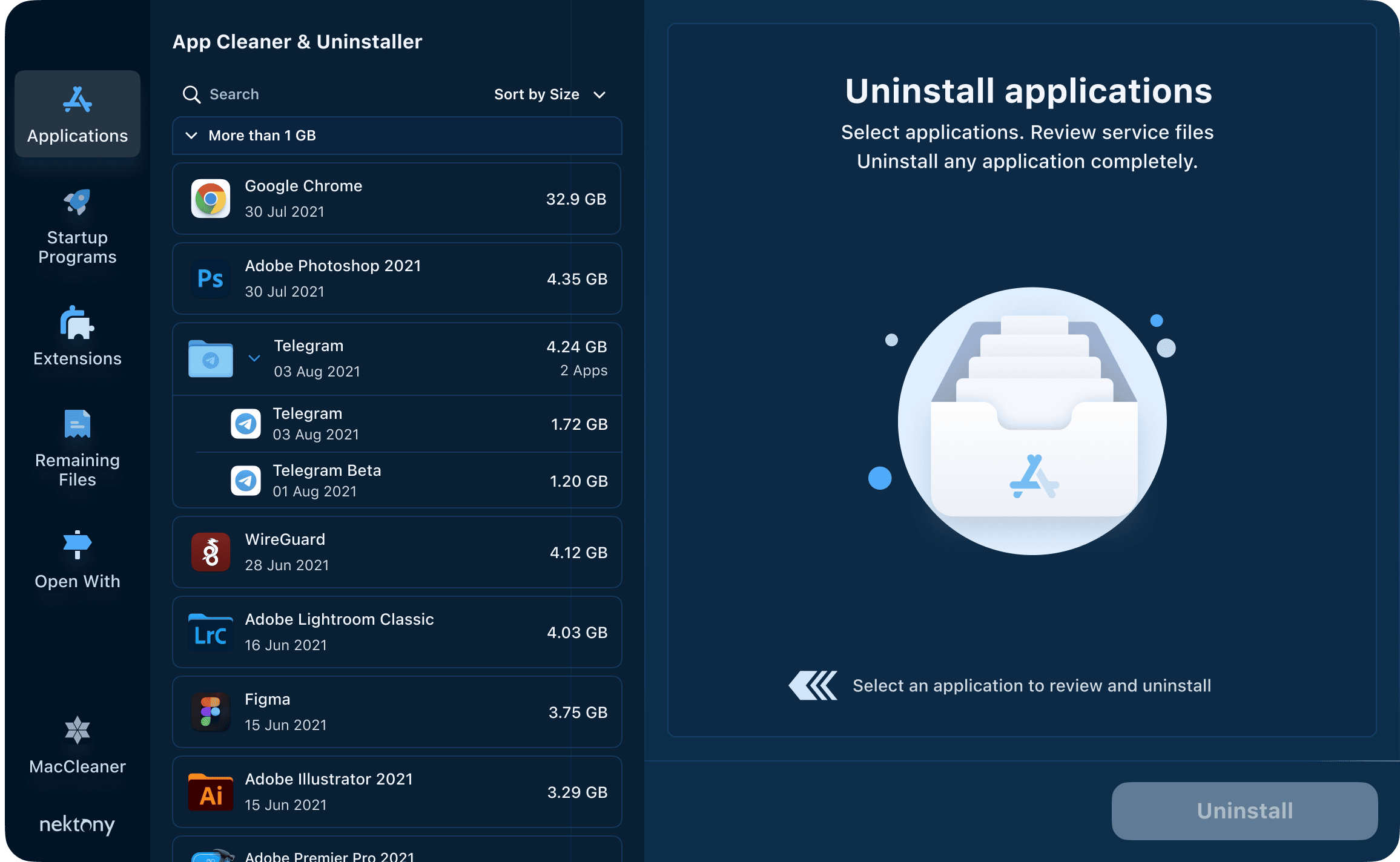 app cleaner & uninstaller dark