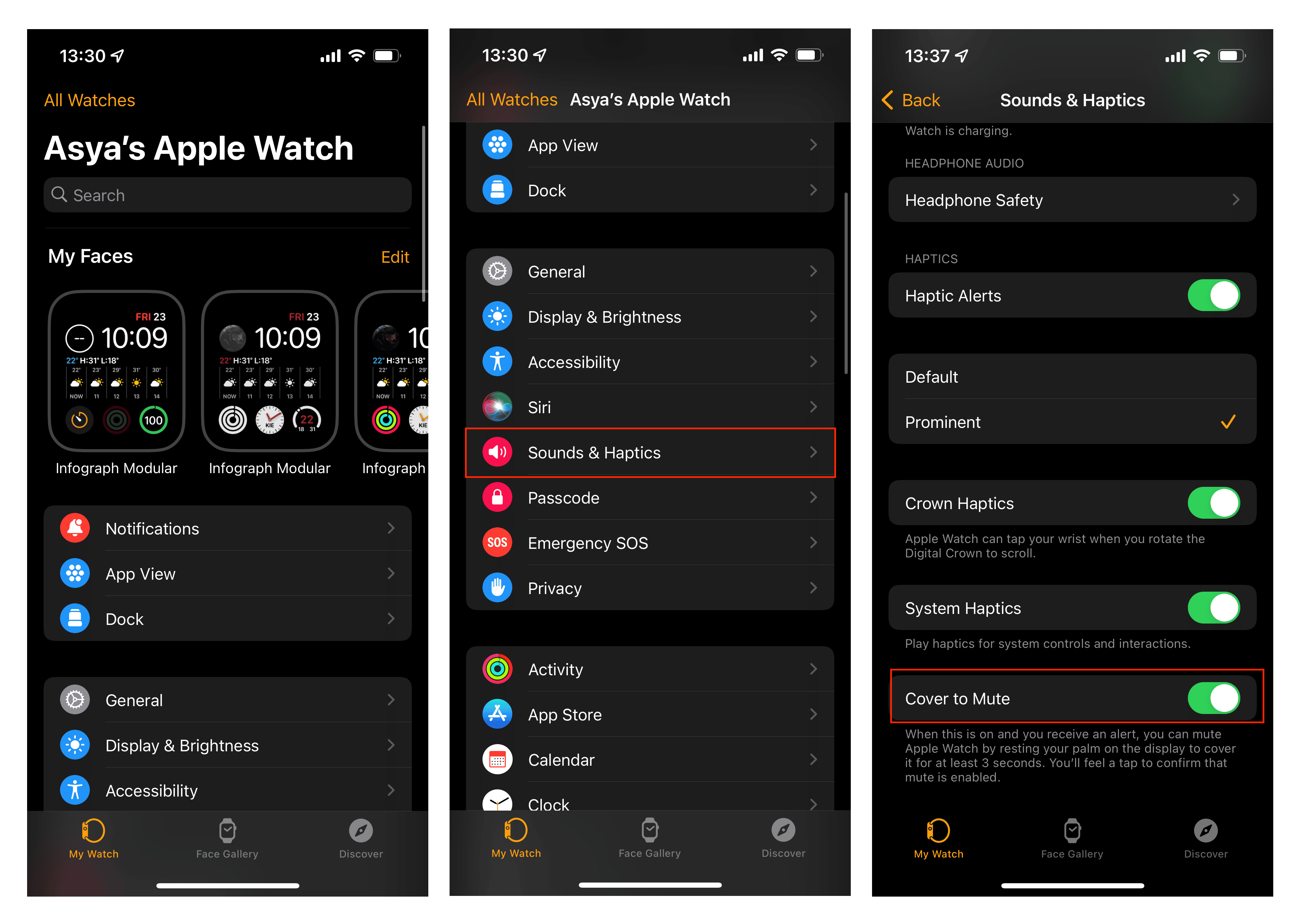 How do you discount mute your apple watch