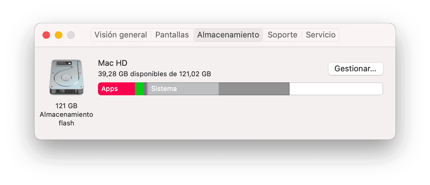 Mac storage usage panel showing system data